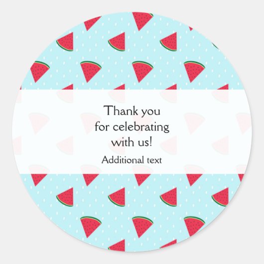 Sticker Rond Favori de fête d'été amusant bleu pastèque (Devant)