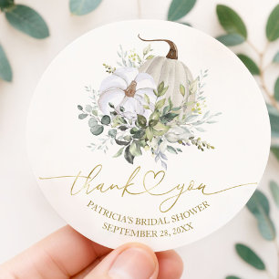 Sticker Rond Favori de mariage automnal citrouille verdure Clas