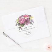 Sticker Rond Favori de mariage bohème floral Magenta Jaune Viol (Enveloppe)