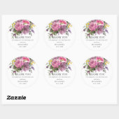 Sticker Rond Favori de mariage bohème floral Magenta Jaune Viol (Feuille)