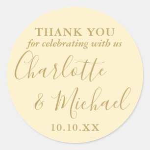 Sticker Rond Favori de mariage de signature jaune Bouton d'or R
