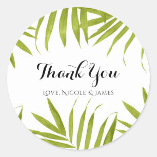 Sticker Rond Favori de mariage élégant d'été de feuilles tropic
