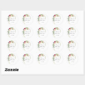 Sticker Rond Favori de mariage floral rose verdure (Feuille)