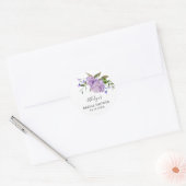 Sticker Rond Favori de mariage floral violet rustique (Enveloppe)