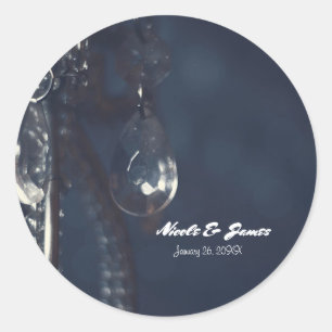 Sticker Rond Favori de mariage romantique élégant en cristal bl