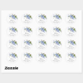 Sticker Rond Favori de mariage rustique bleu floral   (Feuille)