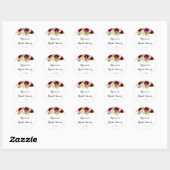 Sticker Rond Favori de mariage rustique rose burgundy floral (Feuille)