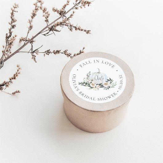 Sticker Rond Favori de monogramme de verdure de citrouille d'au