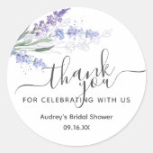 Sticker Rond Favori de remerciement à l'aquarelle de lavande (Devant)