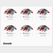 Sticker Rond Favori de Remerciement de Mariage Fleurie Bordeaux (Feuille)