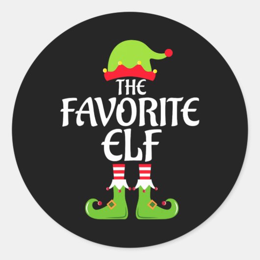 Sticker Rond Favori Elf Matching Famille Groupe Noël (Devant)
