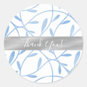 Sticker Rond Favori ornemental bleu et argent d'hiver