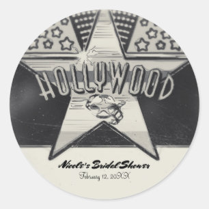 Sticker Rond Favori personnalisé noir et blanc de Hollywood vin