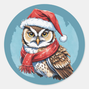 Sticker Rond Favoris de Noël animal amusant - Chouette 1