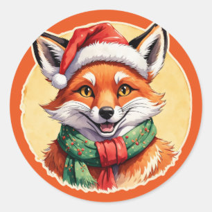Sticker Rond Favoris de Noël animal amusant - Fox 1