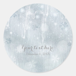 Sticker Rond Favoris Flocons de neige de glace blanche Hiver