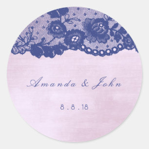 Sticker Rond Favoriser le Rose Lila Blue Navy Merci en dentelle