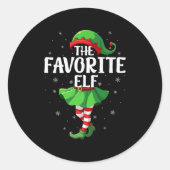 Sticker Rond Favorite Elf Christmas Girls Women Elf Squad Xmas (Devant)
