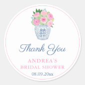 Sticker Rond Favour de mariage Pot à gingembre Roses de jardin  (Devant)