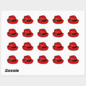 Sticker Rond Fedora Casquette rouge (Feuille)