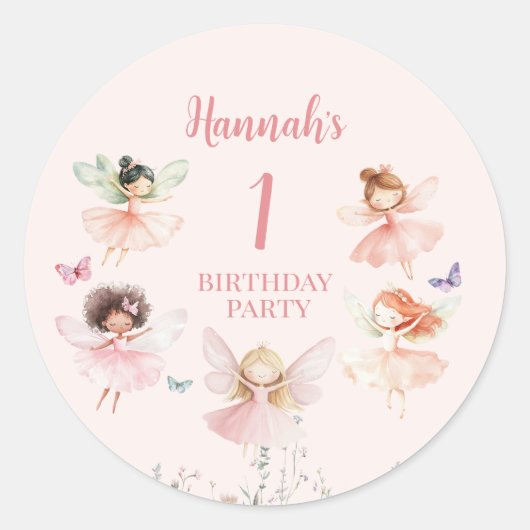 Sticker Rond Fée 1er anniversaire (Devant)