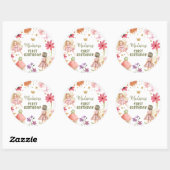 Sticker Rond Fée Anniversaire Enchantée Forêt Fée Faveurs (Feuille)