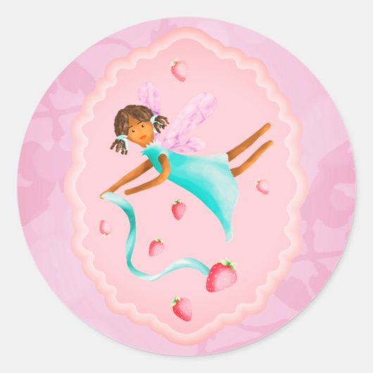 Sticker Rond Fée aux fraises (Devant)