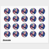 Sticker Rond Fée Colorée Belle (Feuille)
