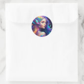 Sticker Rond Fée Colorée Belle (Sac)