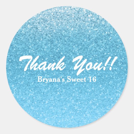 Sticker Rond Fée Conte de Fées Bleu Pailleté Douce Fête de 16 a (Devant)