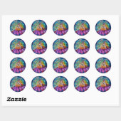 STICKER ROND FÉE DANS LA NUIT (Feuille)