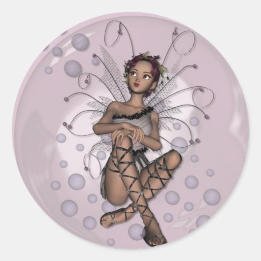 Sticker Rond Fée de bulle rose KRW (Devant)