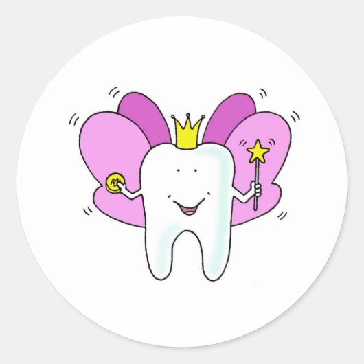 Sticker Rond Fée de dents Princesse Félicitations (Devant)