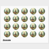 Sticker Rond Fée de jour enchantée lisant un livre (Feuille)