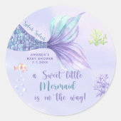 Sticker Rond Fée de la Mer Bébé Fille Shower (Devant)