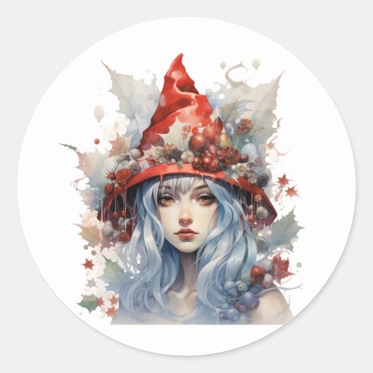 Sticker Rond Fée de Noël (Devant)
