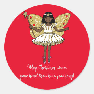 Sticker Rond Fée de Noël afro-américaine