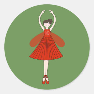 Sticker Rond Fée de Noël Ballerine illusima