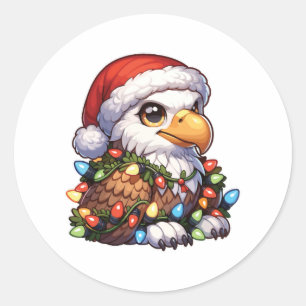 Sticker Rond Fée de Noël Lumière Aigle chauve