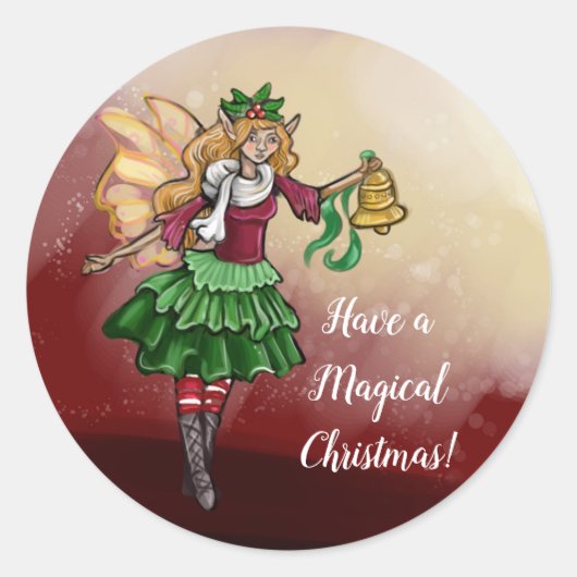 Sticker Rond Fée de Noël magique (Devant)