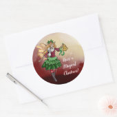 Sticker Rond Fée de Noël magique (Enveloppe)