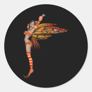 Sticker Rond Fée de papillon de monarque orange 2 -