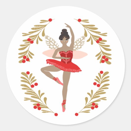 Sticker Rond Fée de prune de sucre - Nutcracker Noël (Devant)