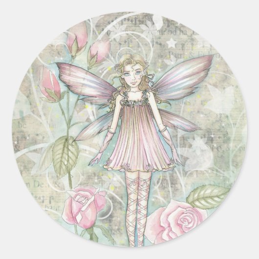 Sticker Rond Fée de Rose Fantaisiste (Devant)