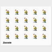 Sticker Rond Fée de tournesol de bébé avec papillon (Feuille)