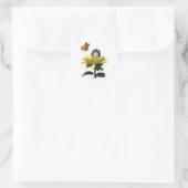 Sticker Rond Fée de tournesol de bébé avec papillon (Sac)