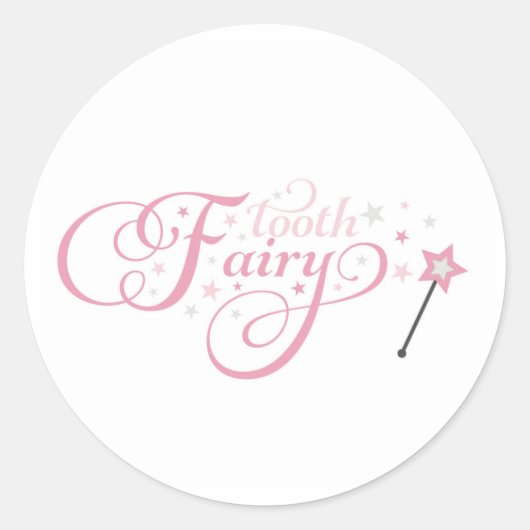 Sticker Rond Fée des dents rose (Devant)