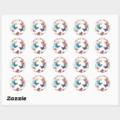 Sticker Rond fée d'été nom floral illustré (Feuille)