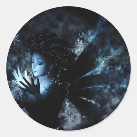 Sticker Rond Fée d'hiver (Devant)