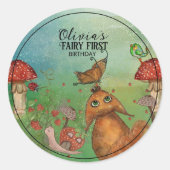 Sticker Rond Fée Enchanted Forest Fox & Snail Premier anniversa (Devant)